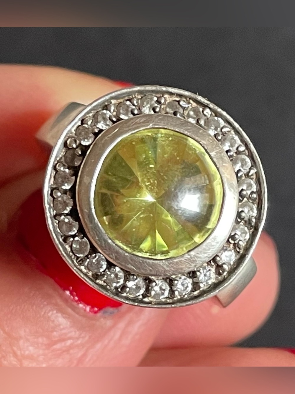 Sterling Silver , Peridot stone Ring size 7